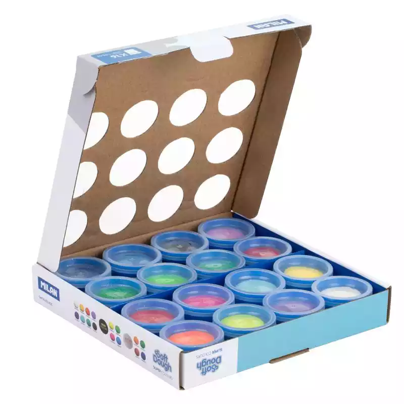 Pasta blanda Soft Dough - Caja 16 botes 30 g Explora la versatilidad de la Pasta Blanda Soft Dough en caja de 16 botes de 30 g. Perfecta para manualidades y diversión en familia. ¡Ordénala ya!