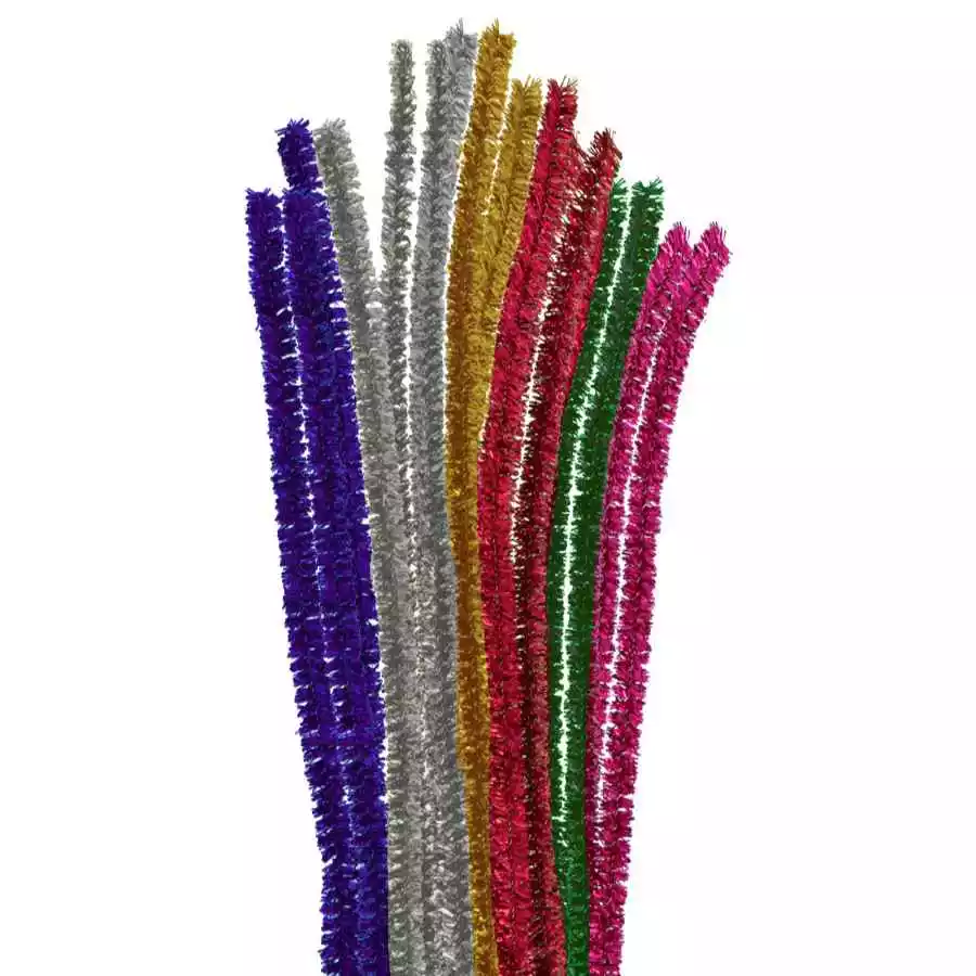 10 Limpiapipas de chenilla Ø10mm. 30cm. 6 colores metálicos. Descubre nuestros limpiapipas de chenilla Ø10mm y 30cm en 6 colores metálicos. Perfectos para tus manualidades y proyectos creativos. ¡Compra ahora!