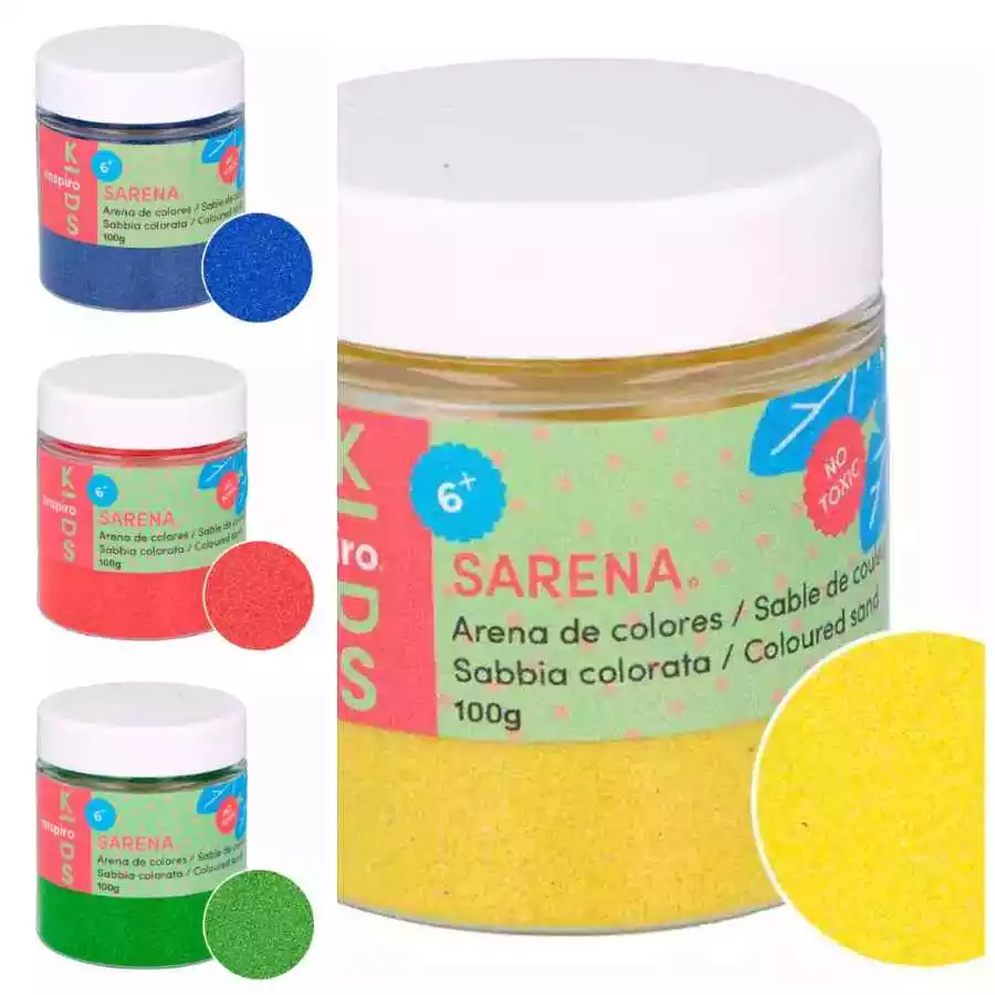 Arena de colores Bote 100gms. Explora el arte sin límites con la arena de colores. Crea piezas únicas y vibrantes sin necesidad de pinceles. ¡Deja volar tu imaginación!