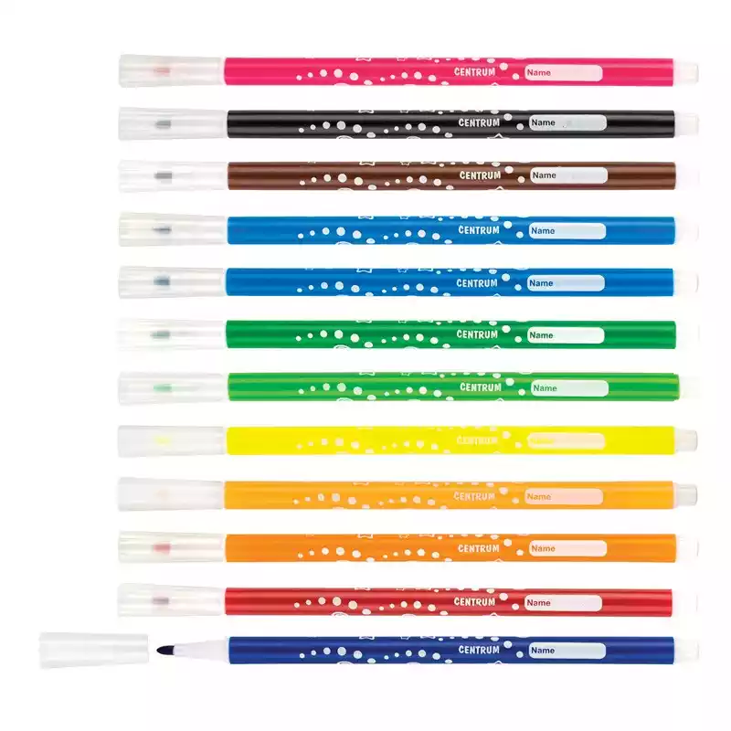 12 rotuladores de fibra "ART" Descubre los rotuladores de fibra "ART" en 12 colores vibrantes. Perfectos para tus proyectos creativos y manualidades. ¡Dale vida a tus ideas!