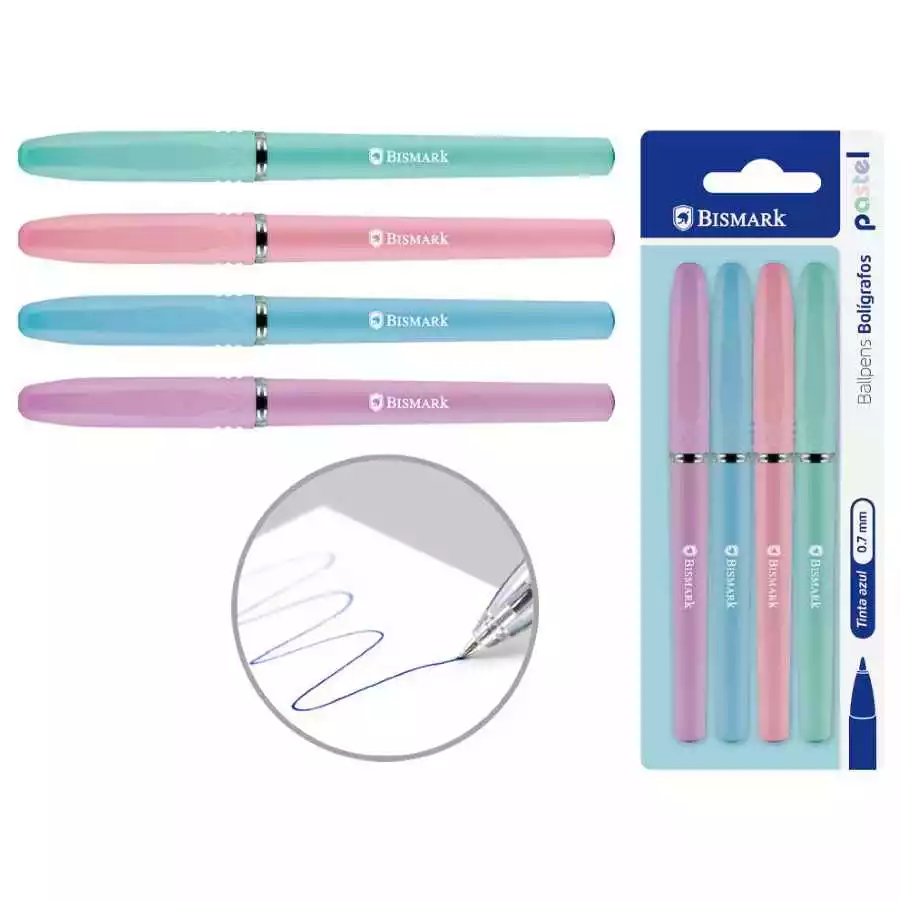 [8430173323309] 4 Bolígrafos tinta azul. trazo 0.7mm