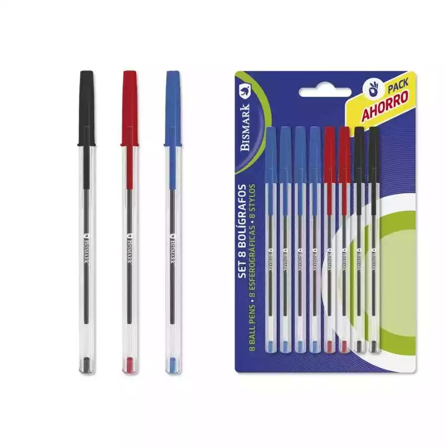 [8430173293572] 8 bolígrafos 4 azul - 2 rojo - 2 negro