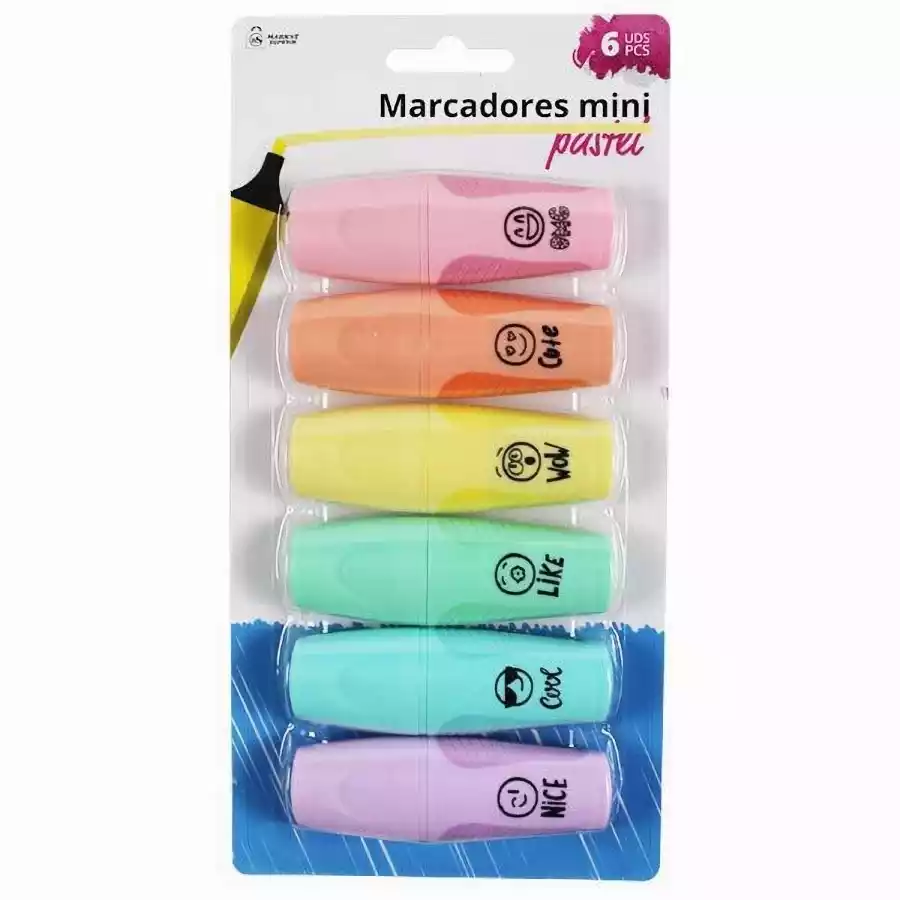 6 rotuladores mini colores pastel 