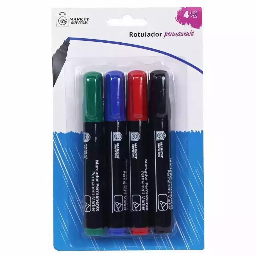 4 rotuladores permanentes - 4 colores 