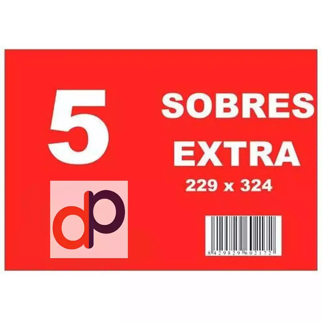 5 sobres tamaño folio (229 x 324 mm)