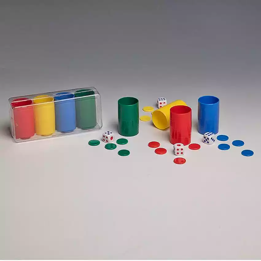 Fichas y dados de parchís - 4 jugadores