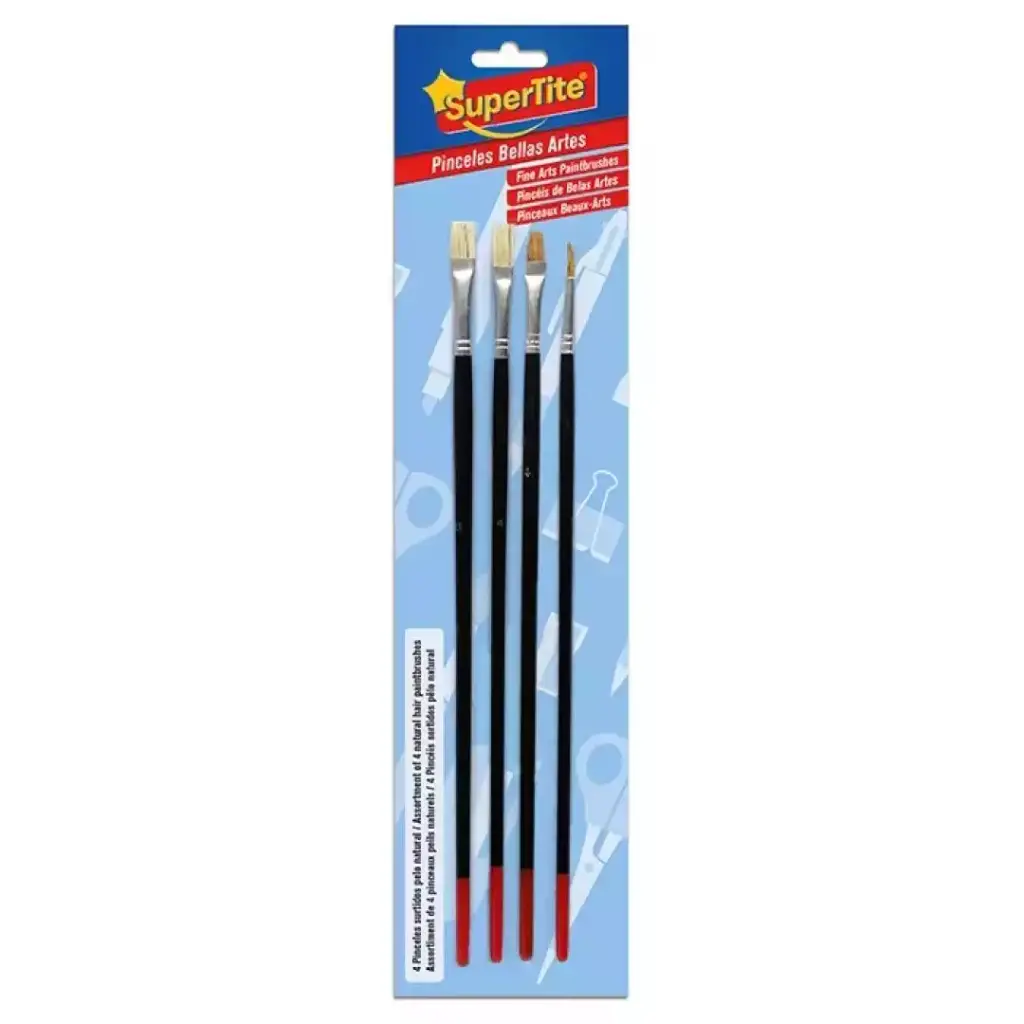 4 pinceles largos de pelo natural