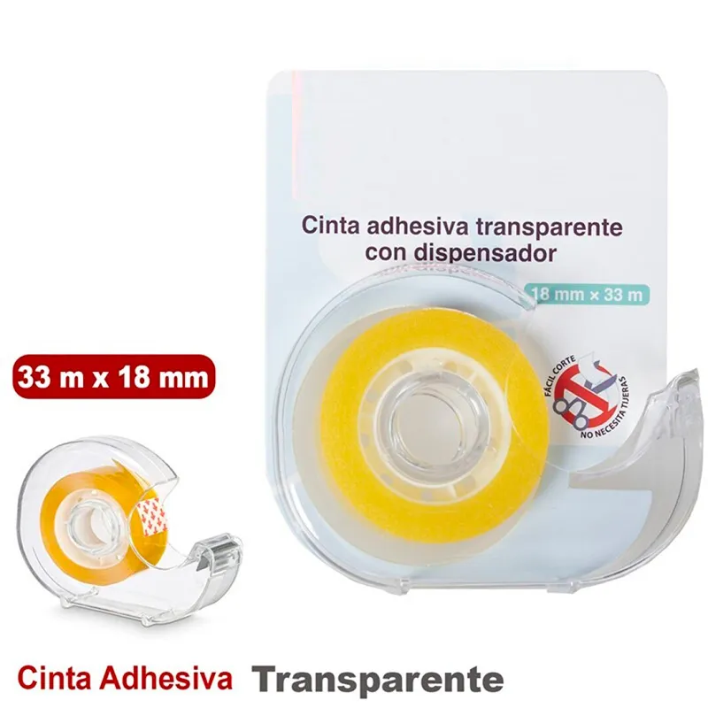 [8413623604814] Cinta adhesiva transparente con portarrollos - 33m x 18mm