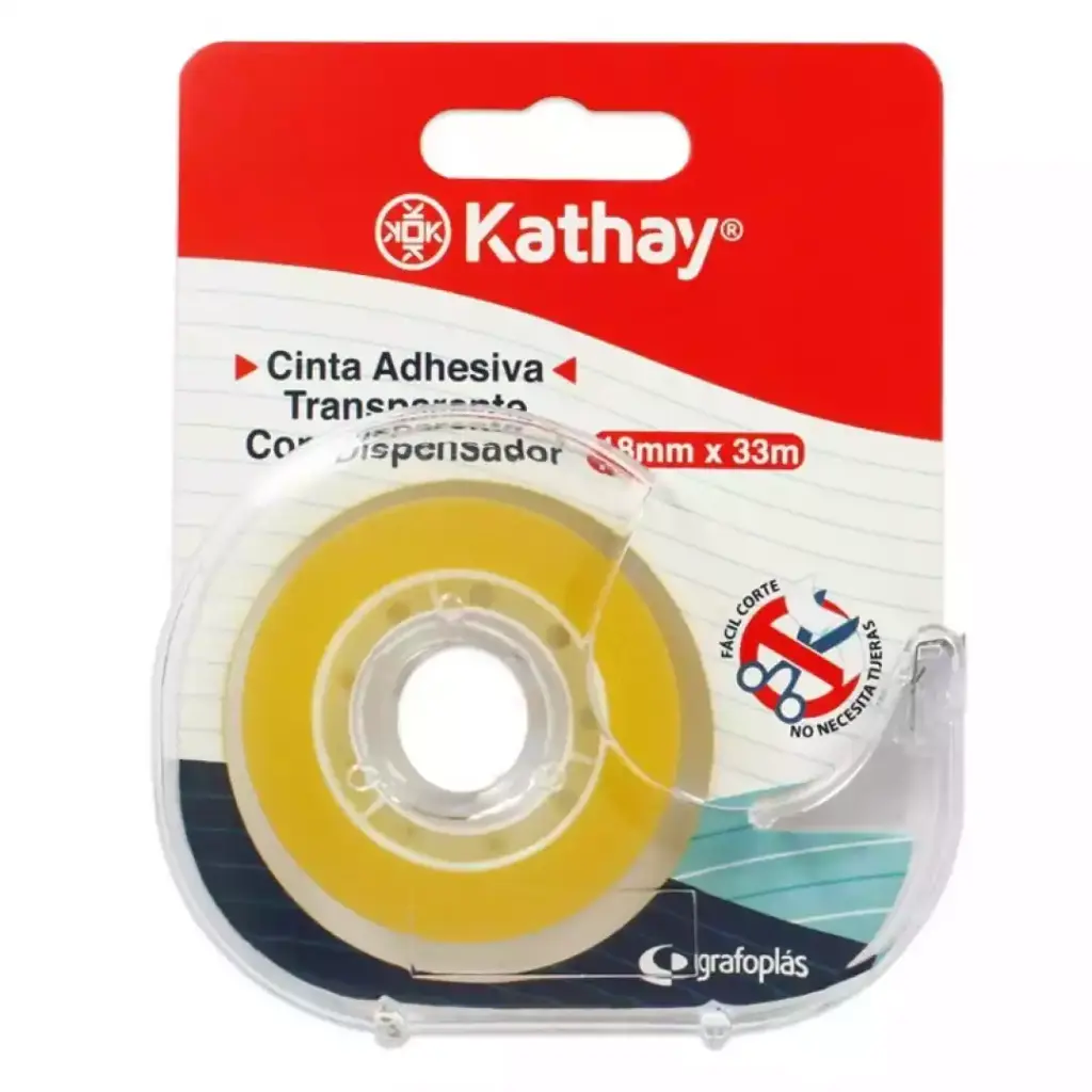 Cinta adhesiva transparente con portarrollos - 33m x 18mm