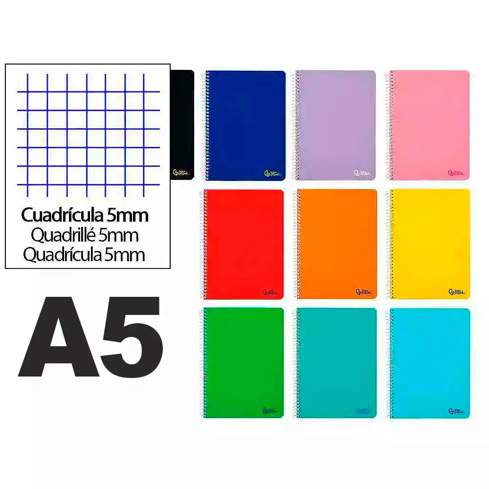 Cuaderno espiral - Cuadro 5mm - Tapa Blanda - 80h/75gr