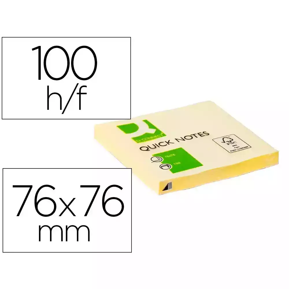 Notas adhesivas quita y pon 76x76 mm - 100 hojas.