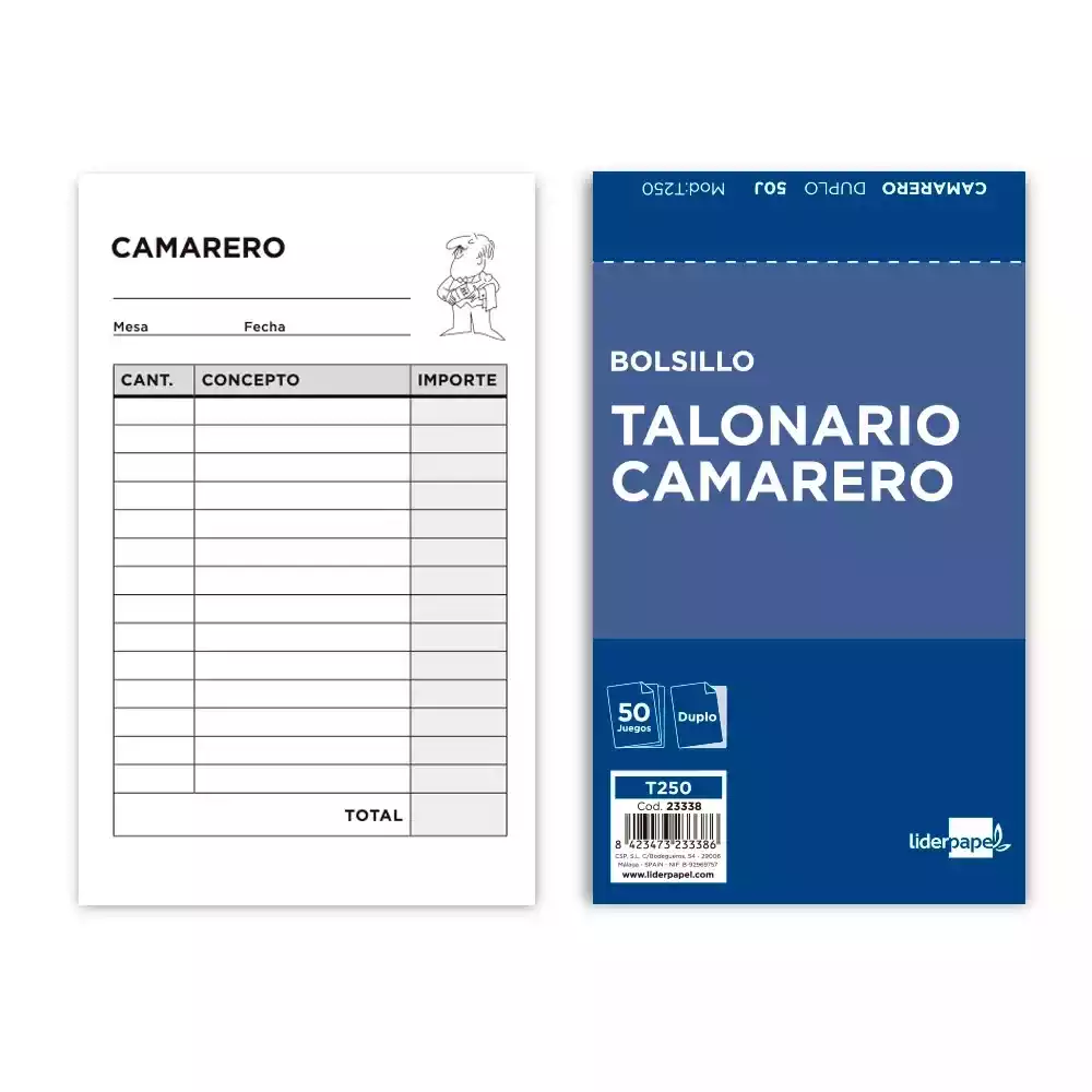 [8423473233386] Talonario de camarero bolsillo original y copia
