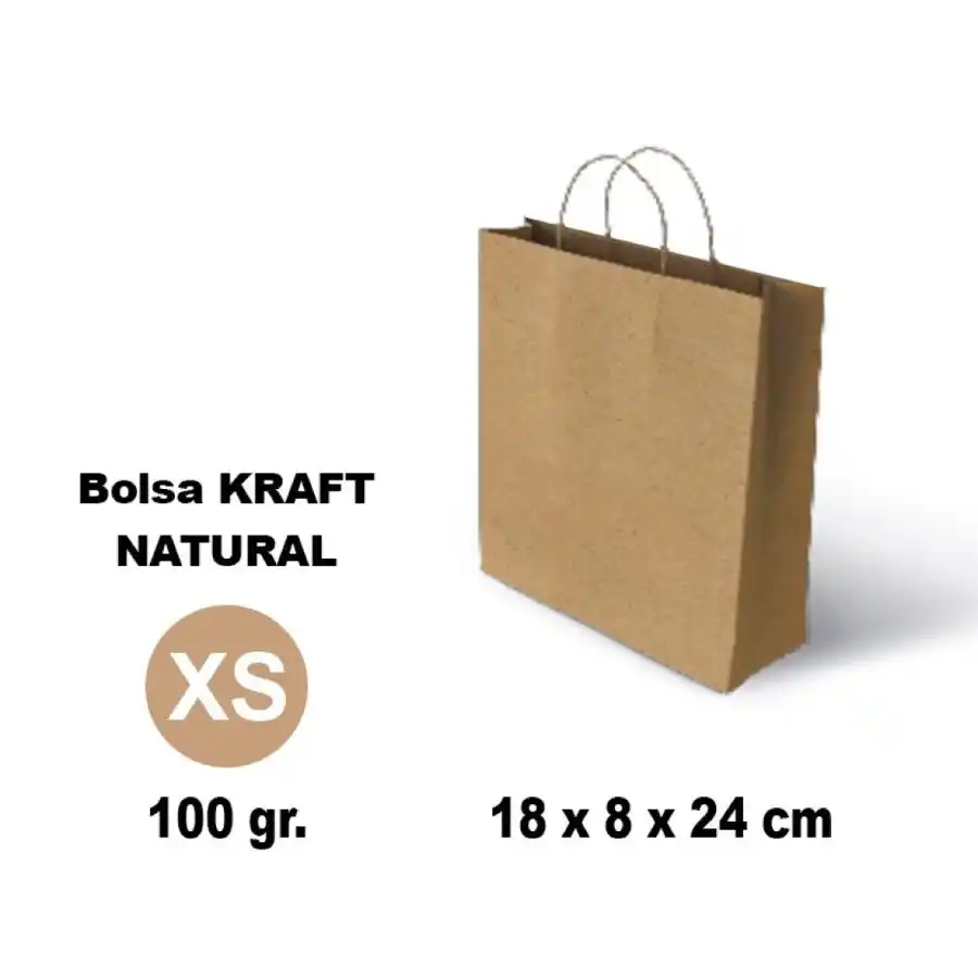 [8436618710000] Bolsa de papel kraft liso de 100g (18x8x24 8 (XS))