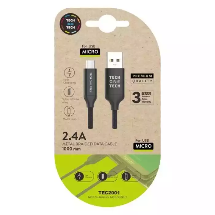 [8436546592228] Cable de USB a USB-MICRO - Largo 1mt – Carga 2.4A