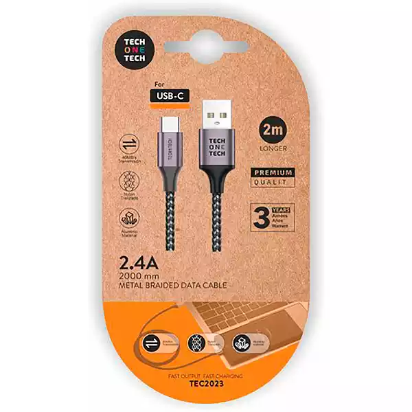 [8436546594093] Cable de USB a USB-C - Largo 2mt – Carga 2.4A