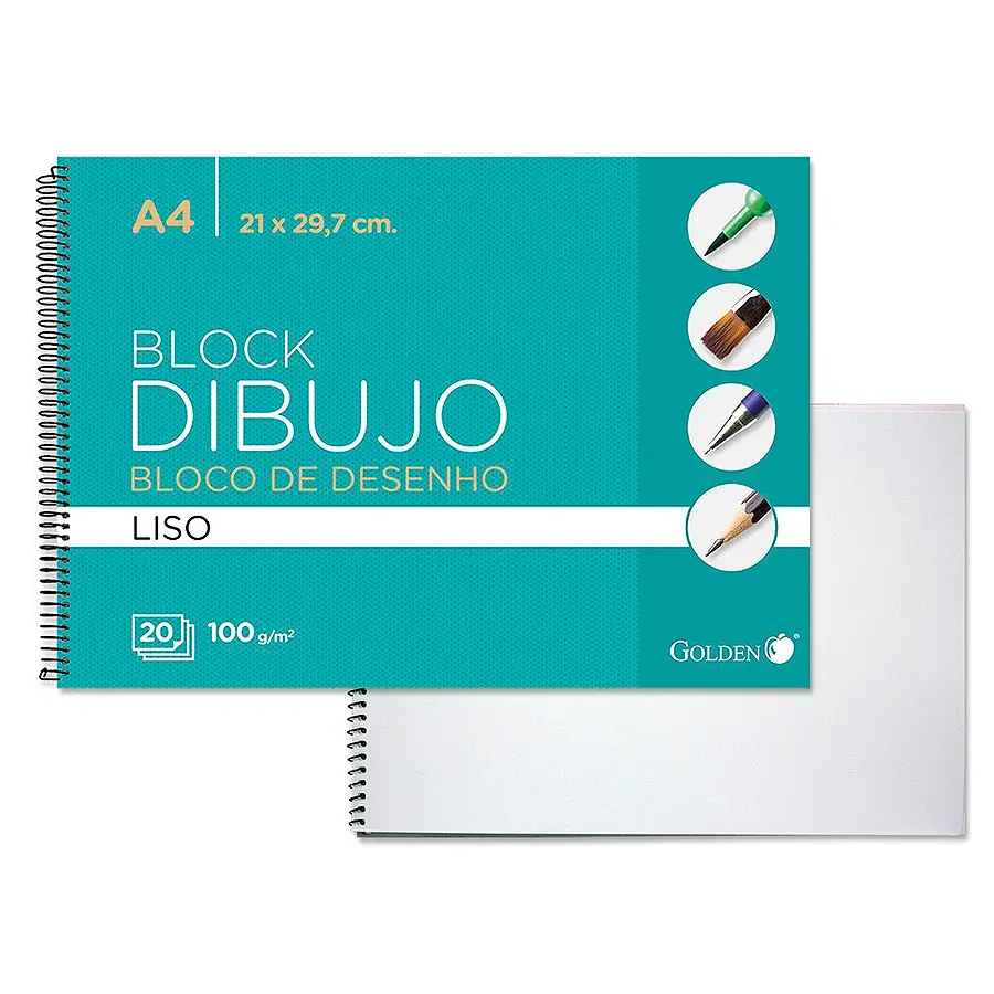 Bloc 20 láminas de dibujo lisas A4