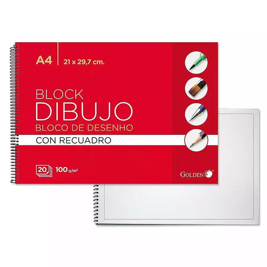 Bloc 20 láminas de dibujo con recuadro A4