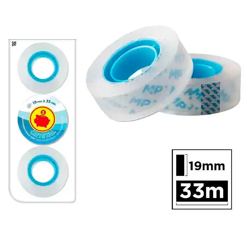 3 Cintas Adhesivas Cristal 18 mm. x 33 mt.
