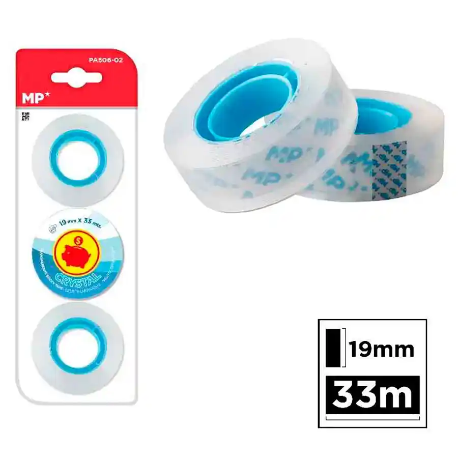 3 Cintas Adhesivas Cristal 18 mm. x 33 mt.