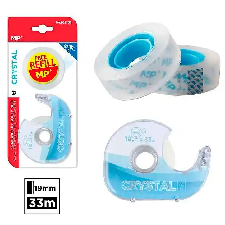 2 cintas adhesivas Cristal 18 mm × 33 mt con Dispensador