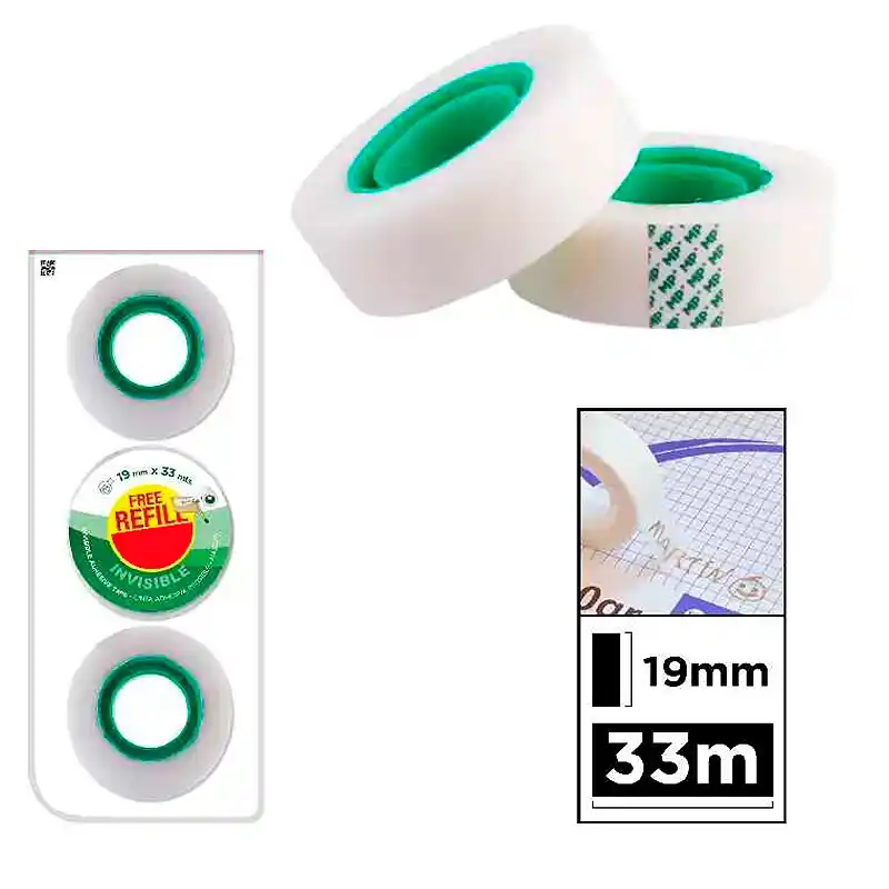 [8435464182559] 3 cintas adhesivas invisibles 19 mm x 33 mt