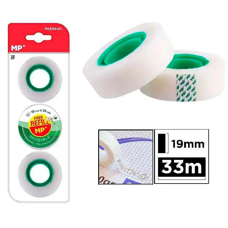 3 cintas adhesivas invisibles 19 mm x 33 mt