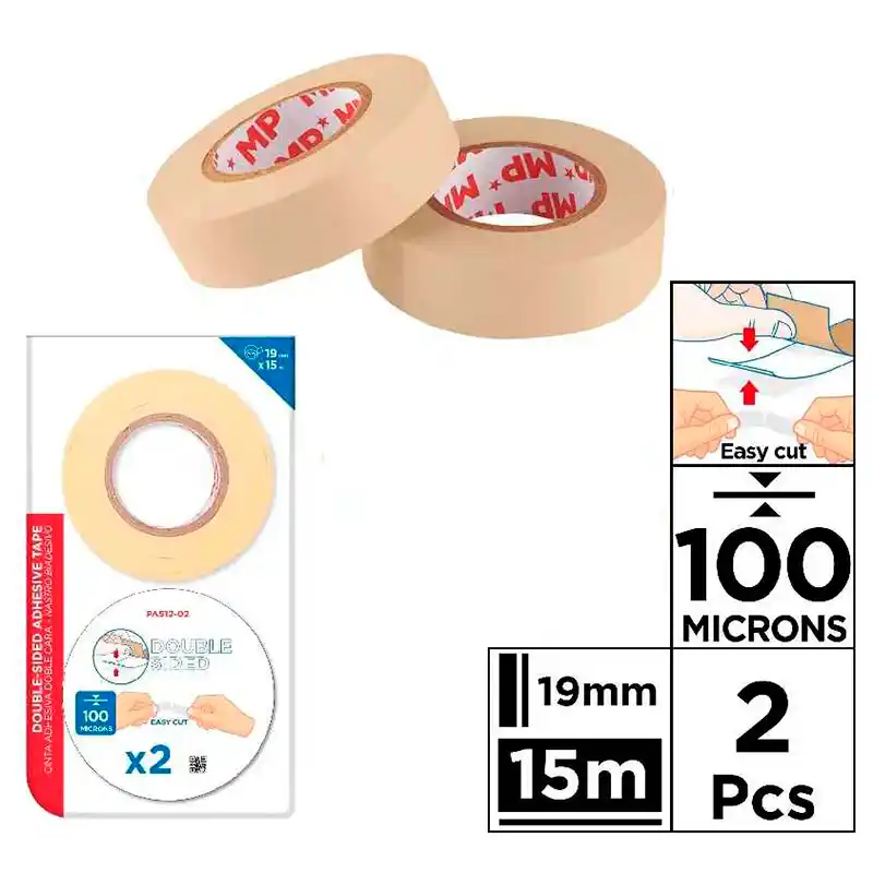 [8435250905744] 2 Cintas Adhesivas Doble Cara 19mm - 100 Micras
