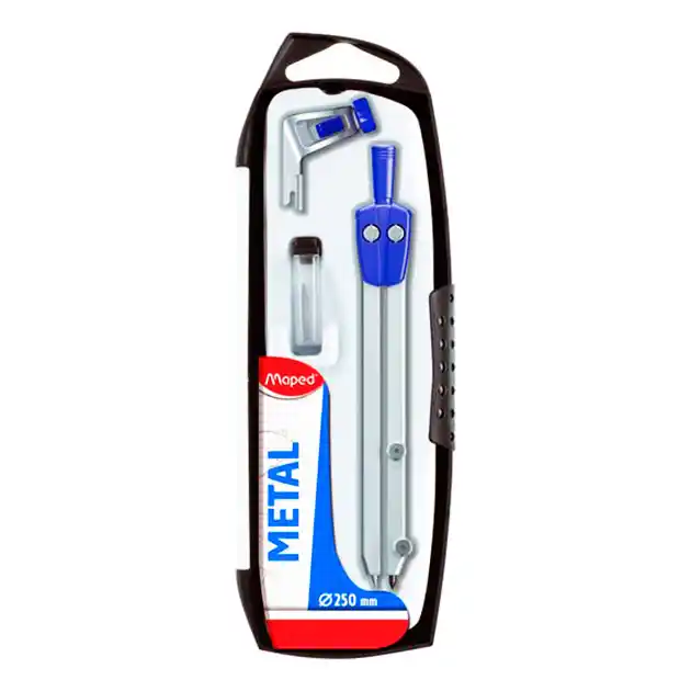 Compás escolar con abrazadera universal y estuche de minas