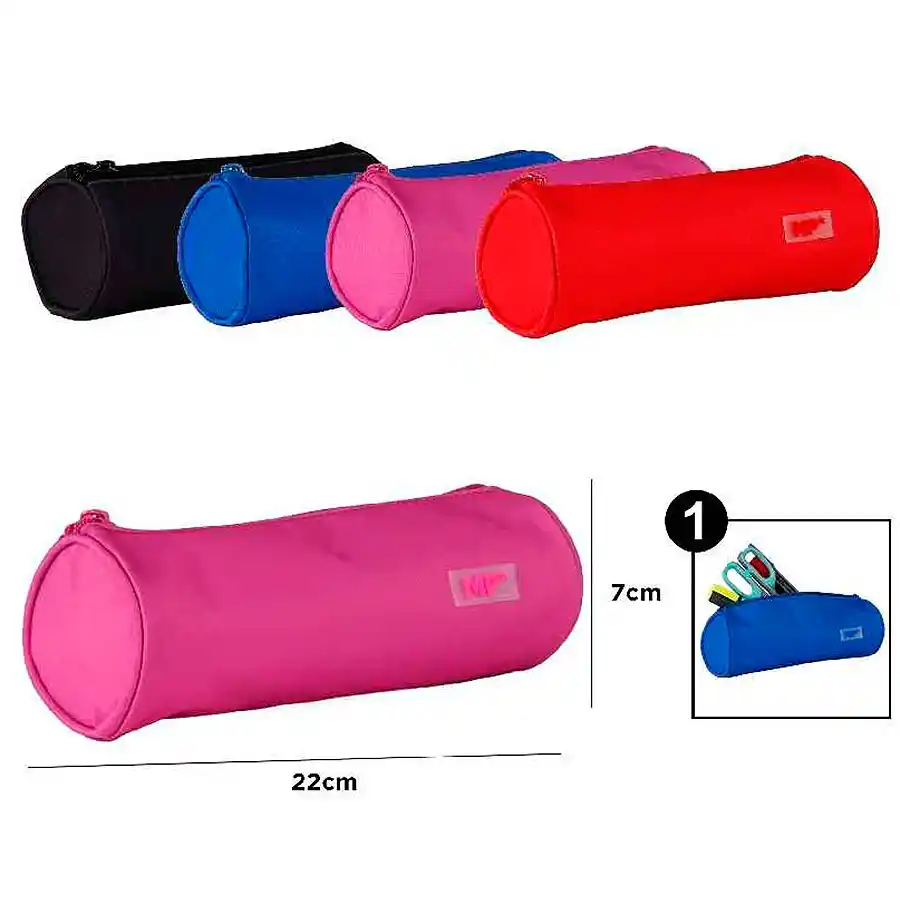 Estuche escolar redondo con 1 cremallera