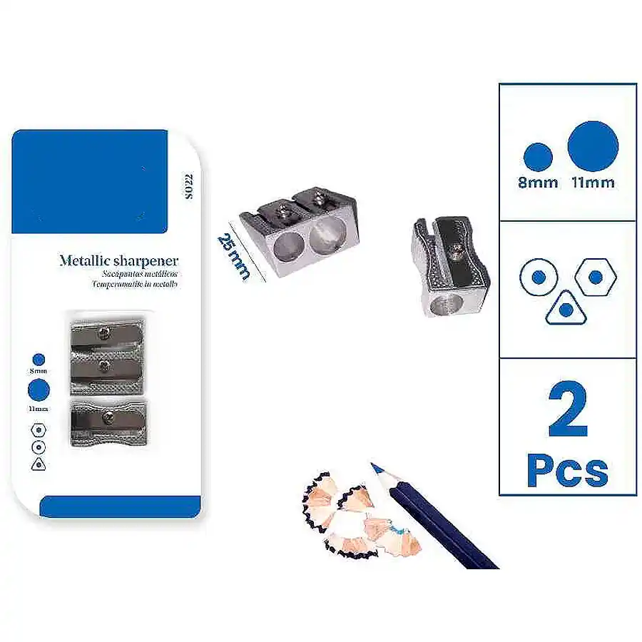 [8435721002262] 2 sacapuntas metálico - 1 sencillo + 1 doble