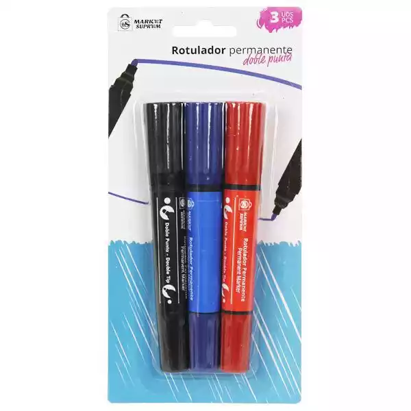 [8422838066850] 3 rotuladores permanentes - Doble punta - 3 colores