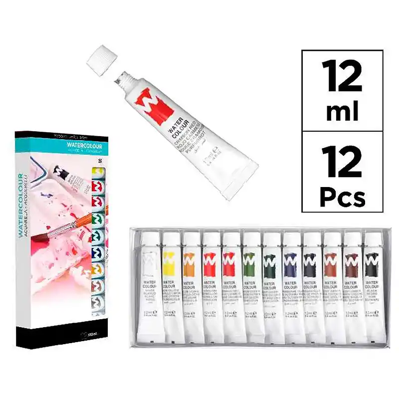 Acuarelas - Estuche 12 tubos -12 colores