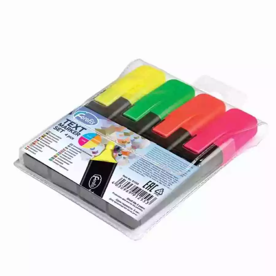 [4030969912553] 4 rotuladores fluorescentes punta biselada 1/5mm.