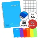 Cuaderno espiral - Cuadro 4mm - Tapa Plástico – 80h/90gr