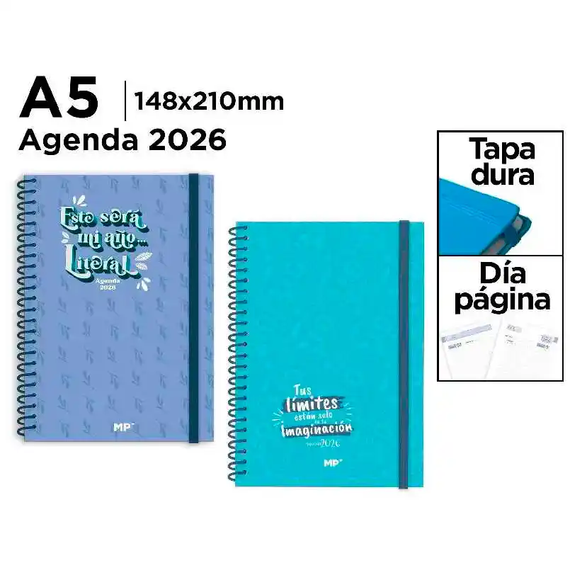 Agenda anual 2026 - Día Página - 15x21cm - Con Espiral