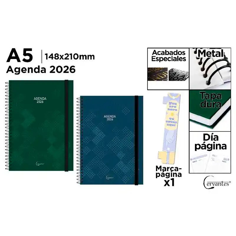 Agenda anual 2026 - Día Página - 15x21cm - Con espiral metálica