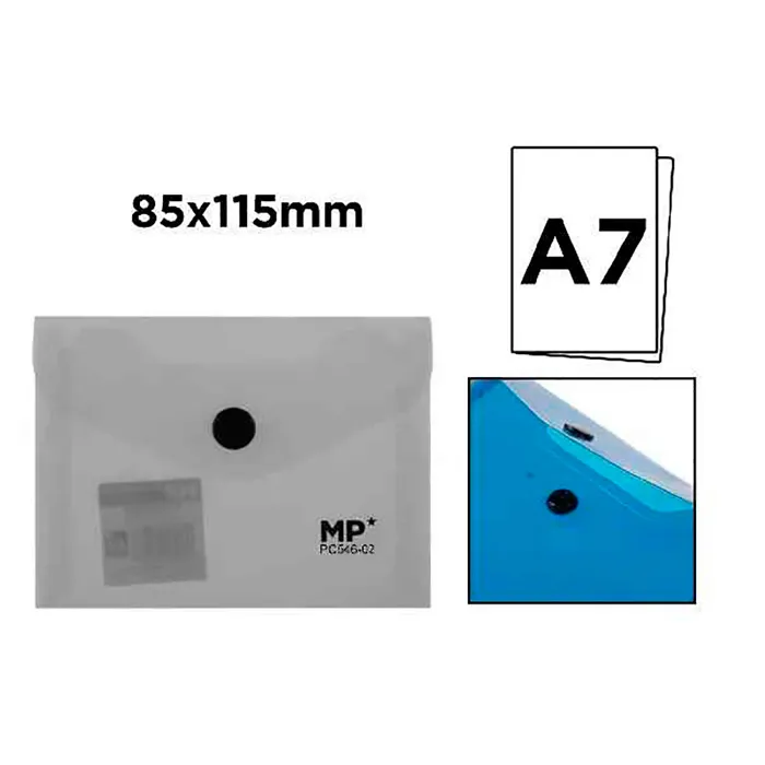 Dossier A7 Translúcido con Cierre de Botón (Seleccione un color)
