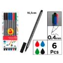 6 Rotuladores de Punta Fina - 0.4mm