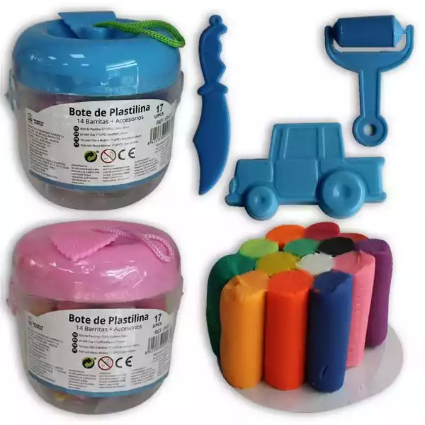 14 barras de plastilina de colores con accesorios