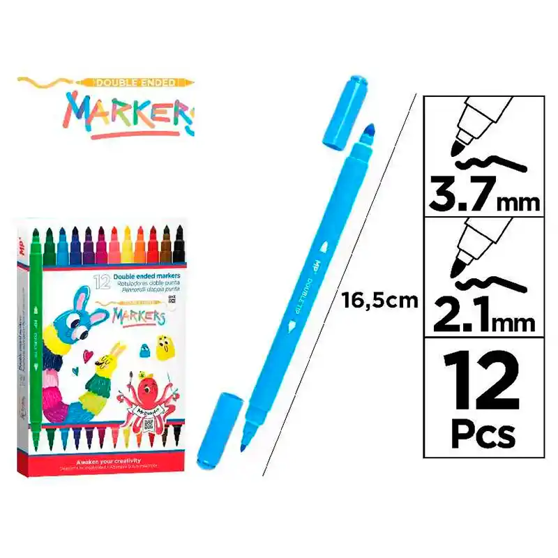 12 Rotuladores Doble Punta