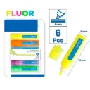 6 rotuladores fluorescentes - Punta biselada 6mm - 6 colores