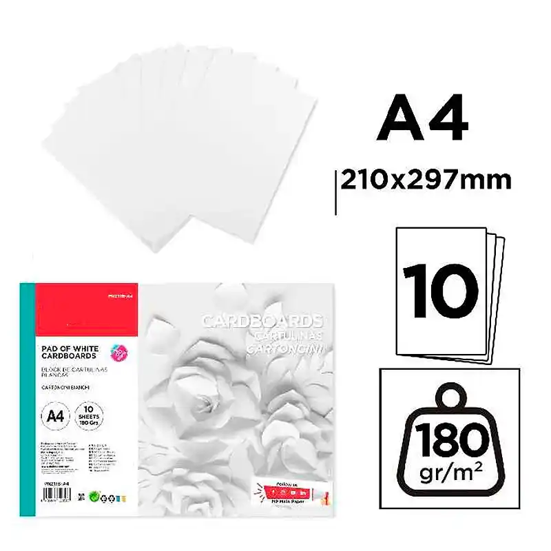 [8435464128533] Cartulina Blanca – Block 10 hojas - A4 - 180 gm