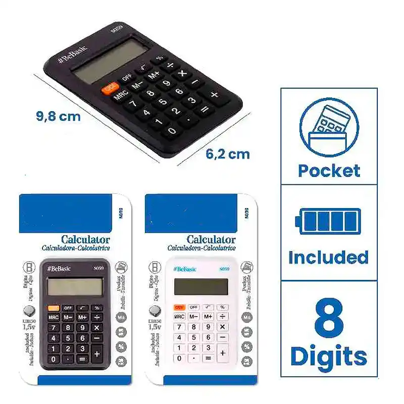 Calculadora pequeña de bolsillo (Seleccione un color)
