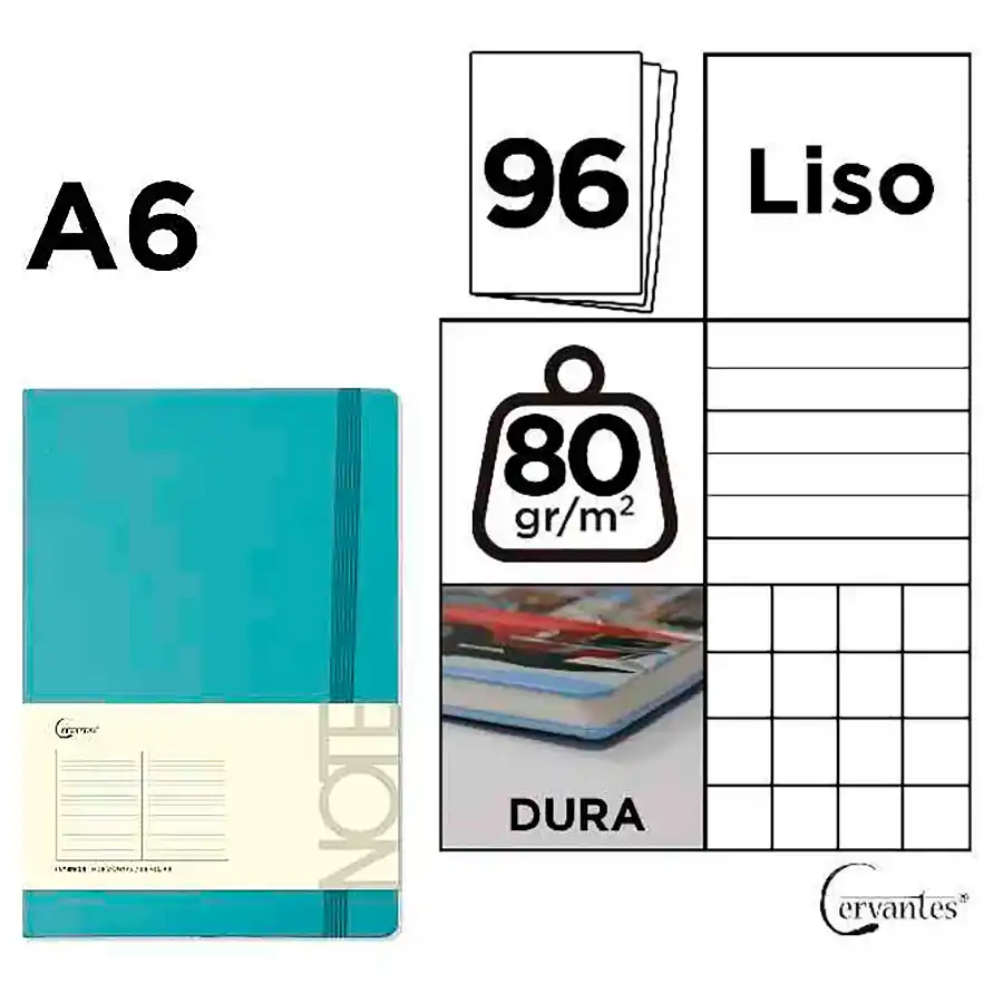 Bloc de notas A6 - Tapa forrada y Cierre de goma (Seleccione un rayado)