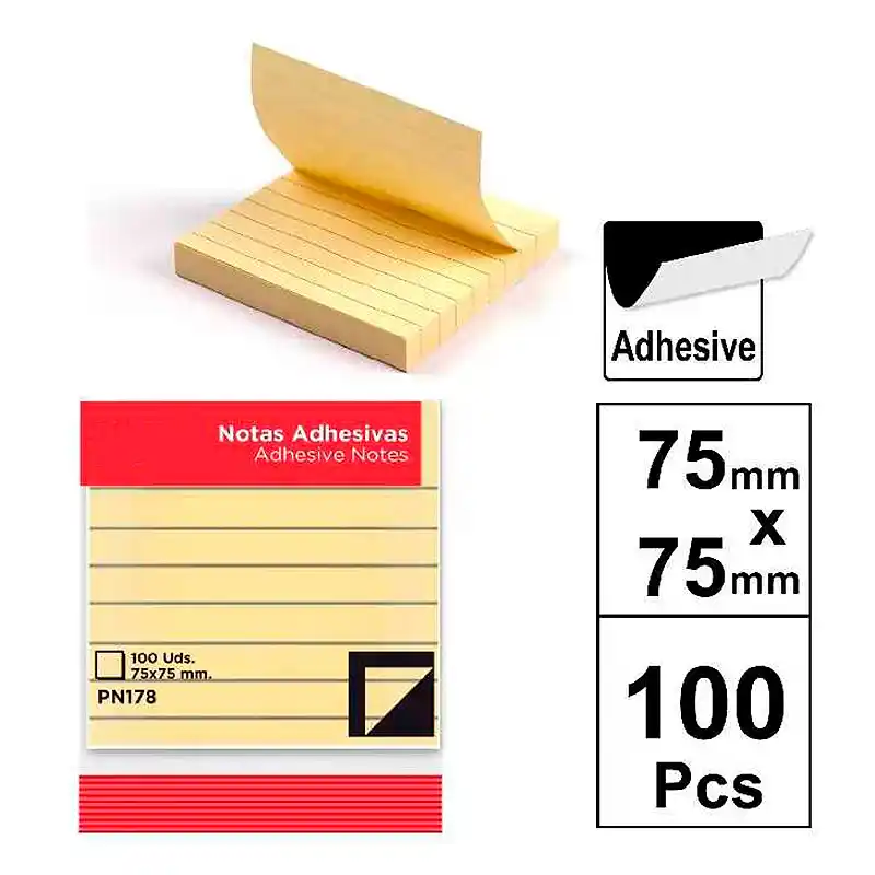 [8435464156116] Notas adhesivas rayadas 75 x 75 mm – 100 Hojas