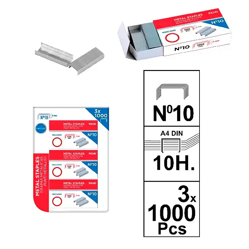 [8435250916276] Grapas nº 10 galvanizadas - Pack de 3 × 1 000 uds