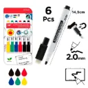 6 Rotuladores de pizarra blanca con borrador.