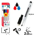 3 Rotuladores de pizarra blanca con borrador.