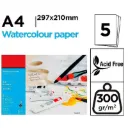 5 láminas de dibujo para acuarelas y temperas 300gm. - A4