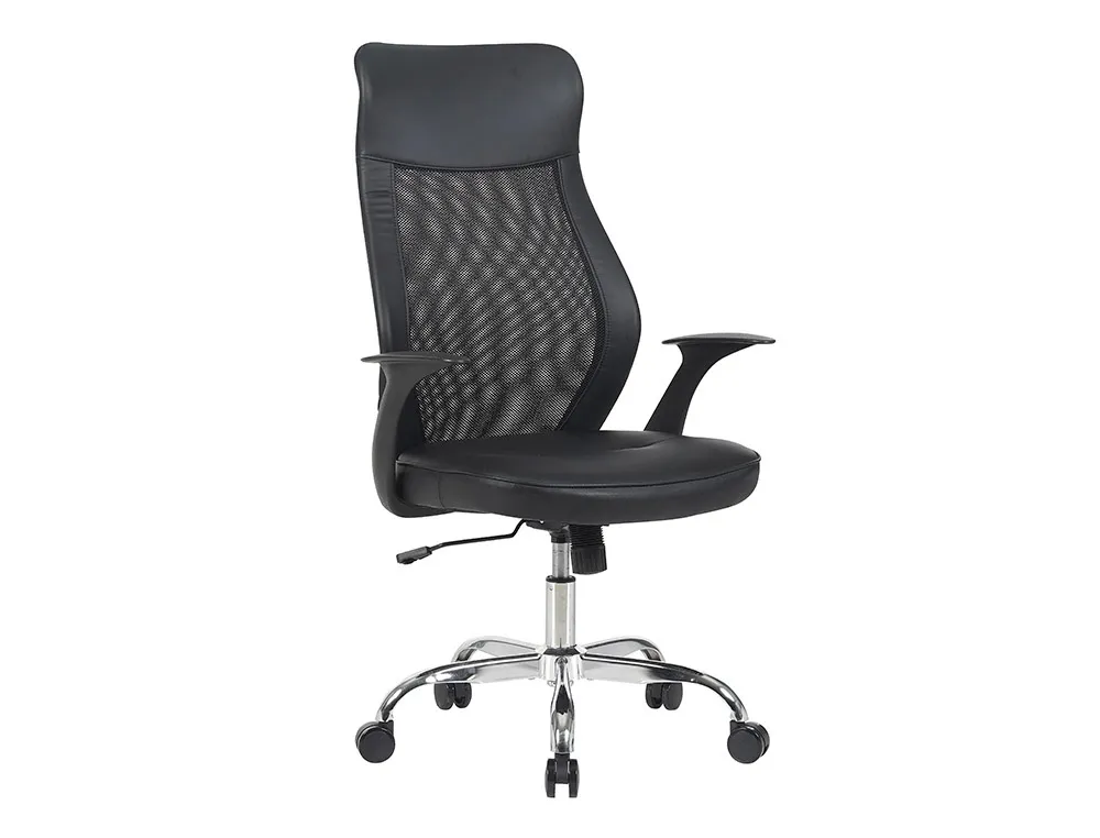 Silla Dirección de malla y símil piel con ruedas premium. Mod. Bergamo